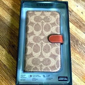 Unopened New Sealed  iPhone 12 12 Pro Coach Wallet Phone Case Tan Signature Le…